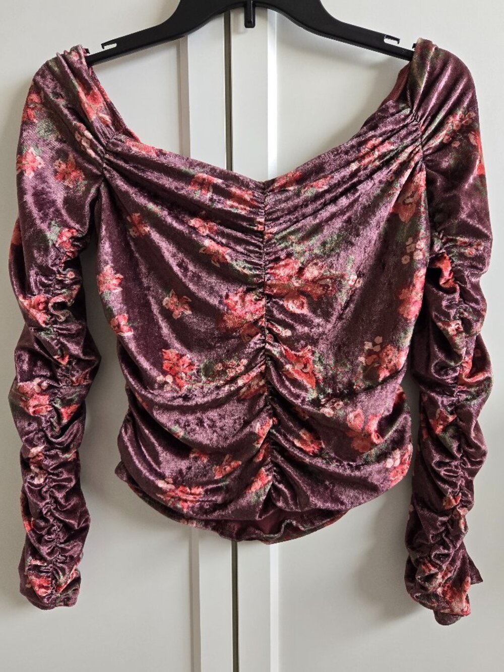 Free People Reina Top Velvet Ruched - S